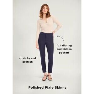 Old Navy 14P Polished Pixie Skinny Pant Navy NEW Extra Highrise Smooth Pocket